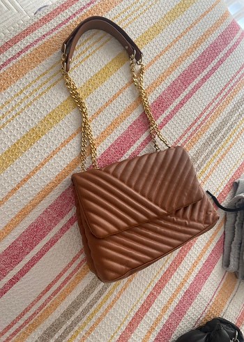 Zincir Detaylı acı Kahverengi suni Deri Kadın Çanta - Görsel 2