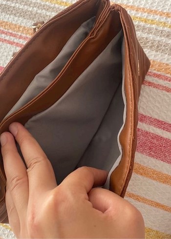 Zincir Detaylı acı Kahverengi suni Deri Kadın Çanta - Görsel 5