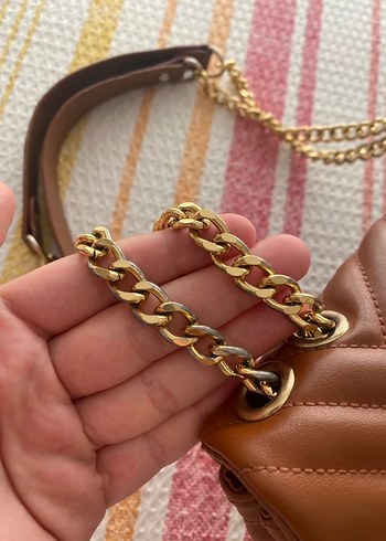 Zincir Detaylı acı Kahverengi suni Deri Kadın Çanta - Görsel 8