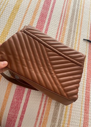 Zincir Detaylı acı Kahverengi suni Deri Kadın Çanta - Görsel 3