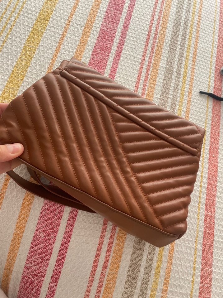 Zincir Detaylı acı Kahverengi suni Deri Kadın Çanta - Görsel 3