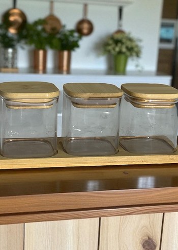 Bambu Kapaklı Cam Baharat Kavanozları - Görsel 3