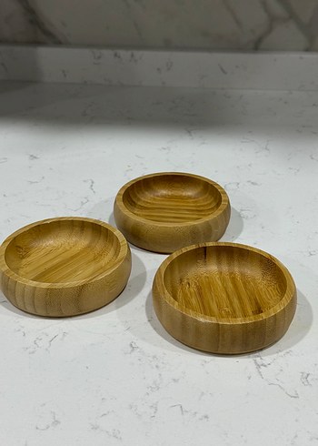 Parlak Bej Ahşap Tabak Seti - Görsel 2