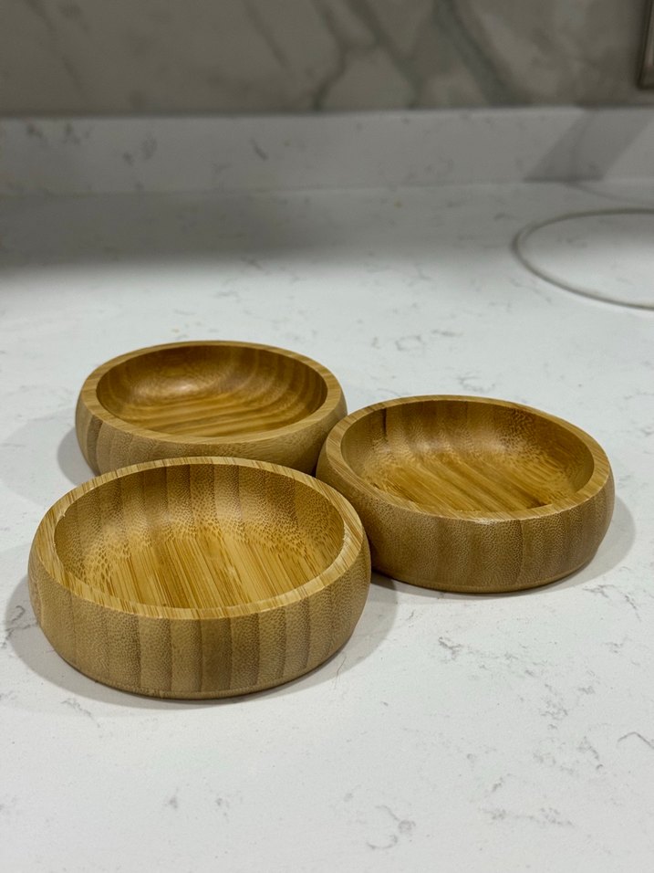 Parlak Bej Ahşap Tabak Seti - Görsel 3