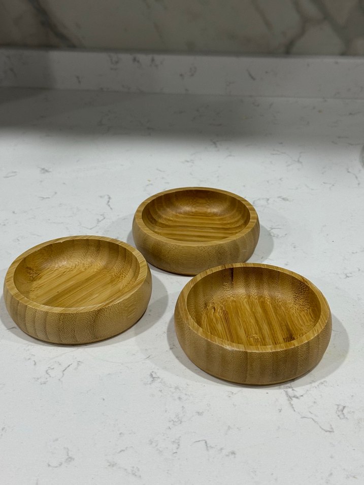 Parlak Bej Ahşap Tabak Seti - Görsel 2