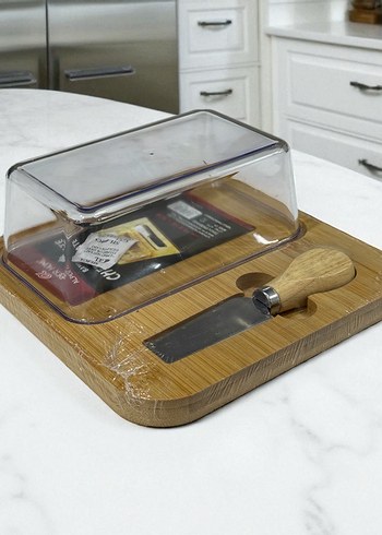 Bej Parlak Kapaklı Peynir Kesme Tahtası - Görsel 3