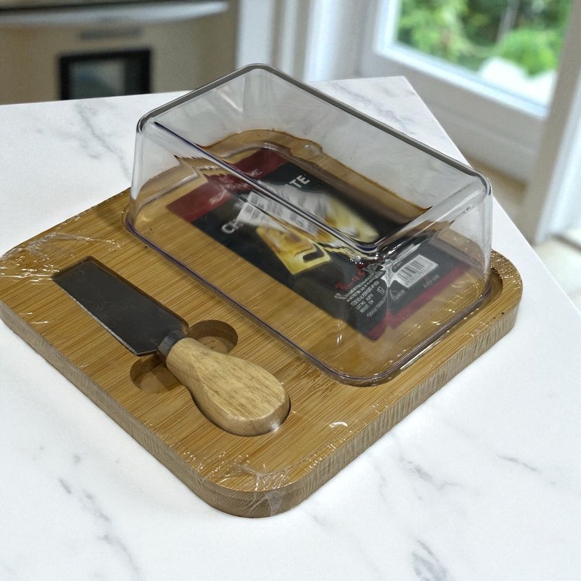 Bej Parlak Kapaklı Peynir Kesme Tahtası - Görsel 2