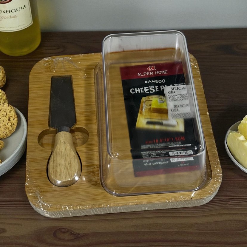 Bej Parlak Kapaklı Peynir Kesme Tahtası - Görsel 4