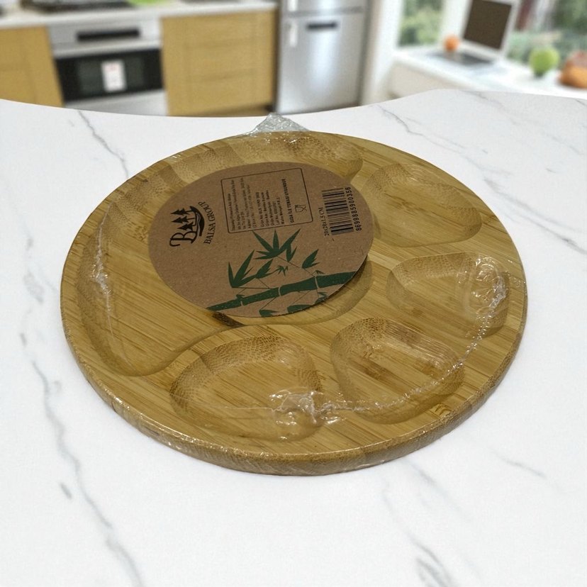 Bambudan Bohem Desenli Bölmeli Tabak - Görsel 3