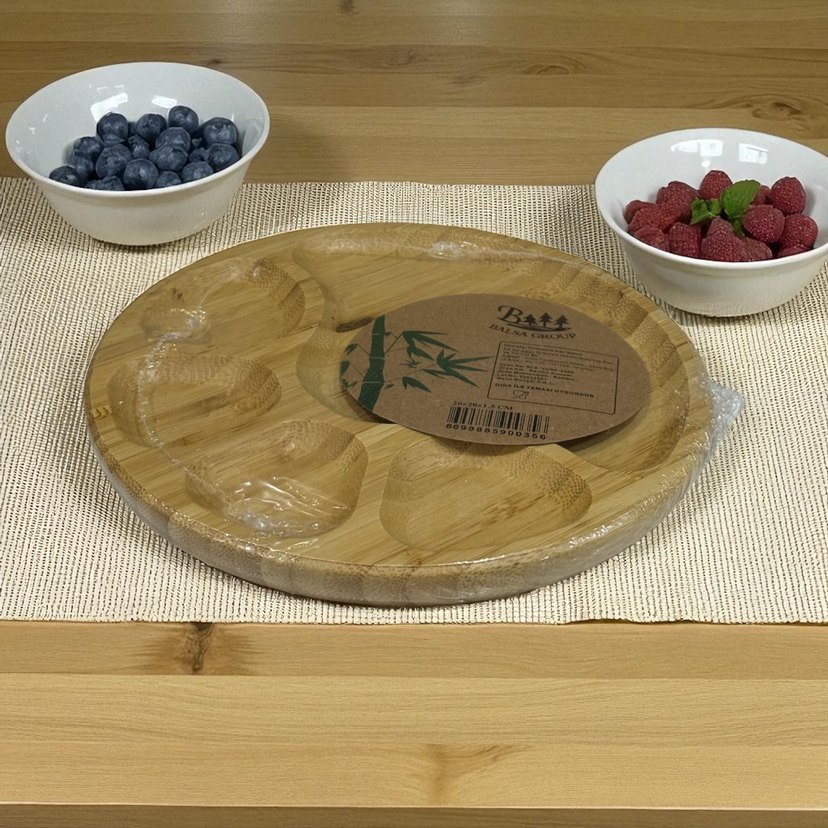 Bambudan Bohem Desenli Bölmeli Tabak - Görsel 2