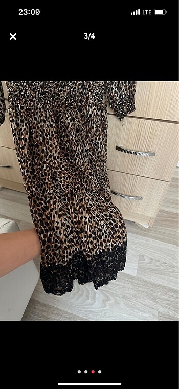 m Beden Leopar desenli elbise