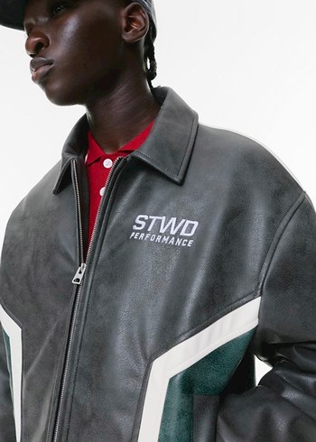 STWD Boxy Suni Deri Ceket Motorcu - Görsel 2