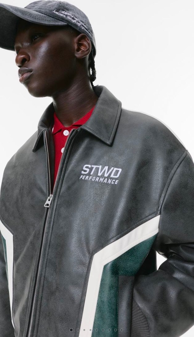 STWD Boxy Suni Deri Ceket Motorcu - Görsel 2