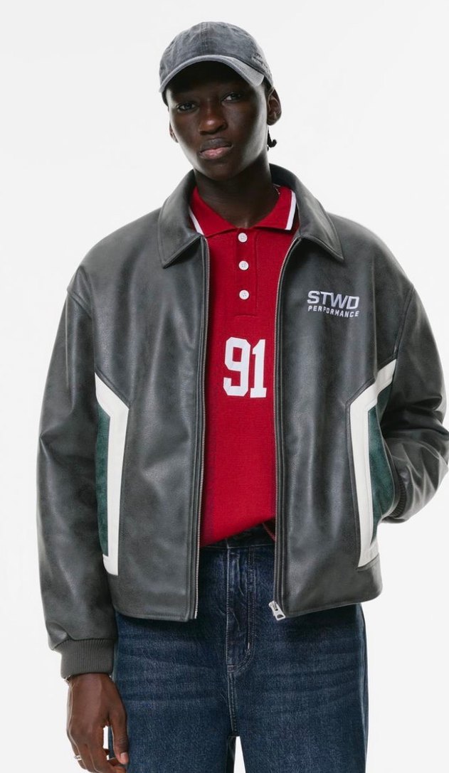 STWD Boxy Suni Deri Ceket Motorcu - Görsel 4