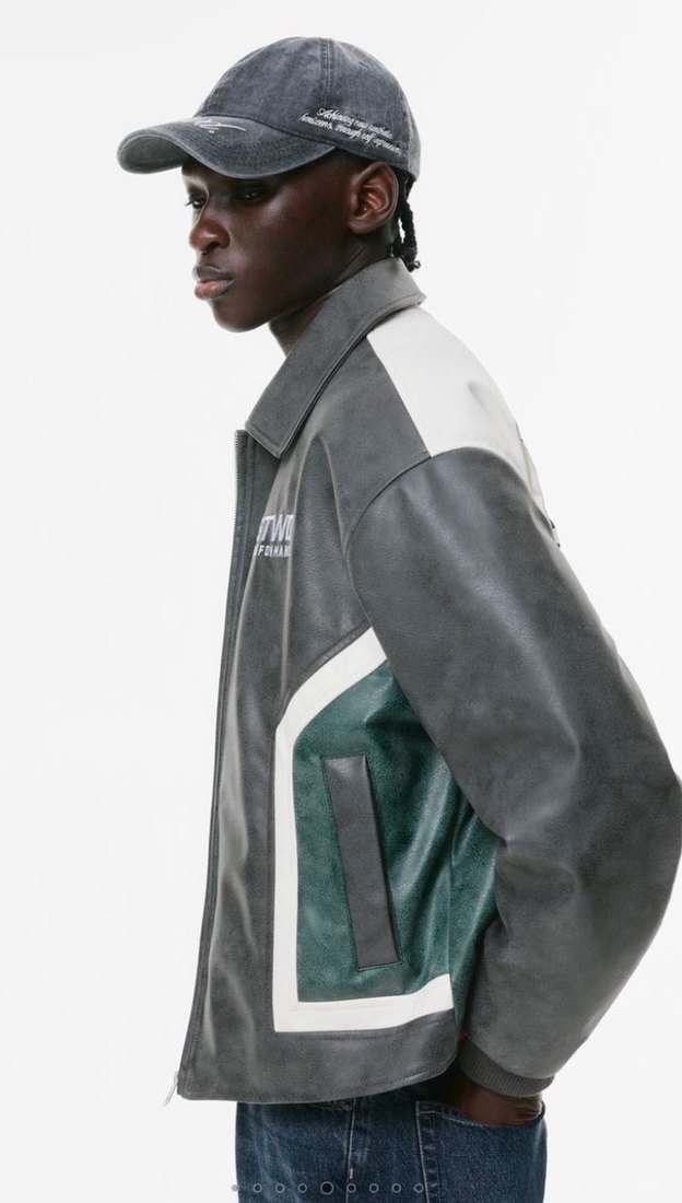 STWD Boxy Suni Deri Ceket Motorcu - Görsel 5