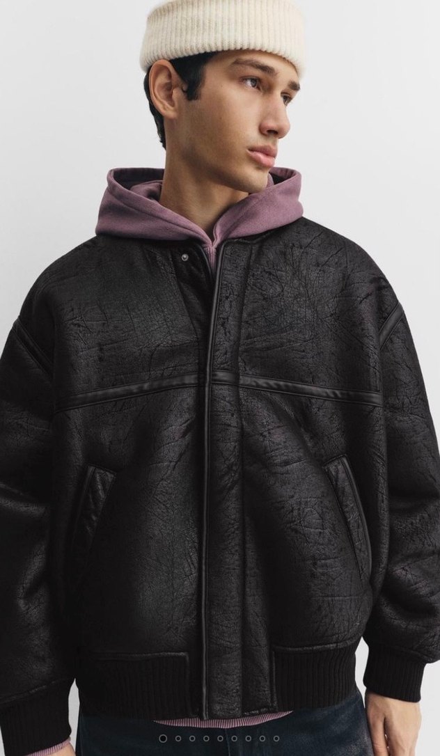 Pull Bear Deri Yünlü Bomber Ceket - Görsel 2