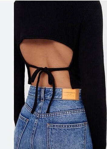 xs Beden Gri Sırt Dekolteli Crop Bluz 