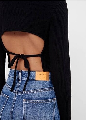 xs Beden gri Renk Gri Sırt Dekolteli Crop Bluz