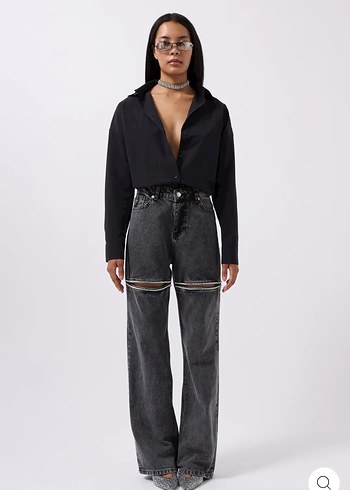Black Antrasit Taşlı Jean