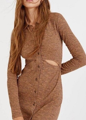 Pull&Bear Kahverengi Elbise