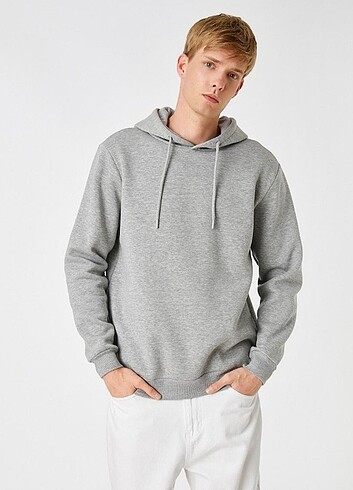 Gri Kapüşonlu Sweatshirt