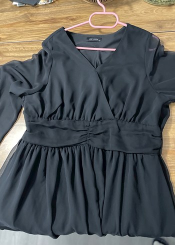 Gri V Yaka Uzun Kollu Midi Elbise - Görsel 7