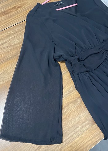 Gri V Yaka Uzun Kollu Midi Elbise - Görsel 5