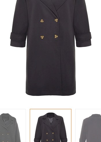 Düğmeli antrasit  Kaban - Görsel 5