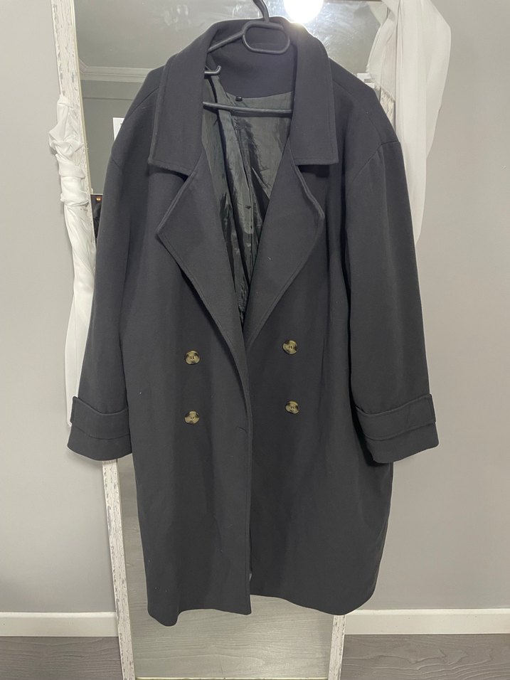 Düğmeli antrasit  Kaban - Görsel 2