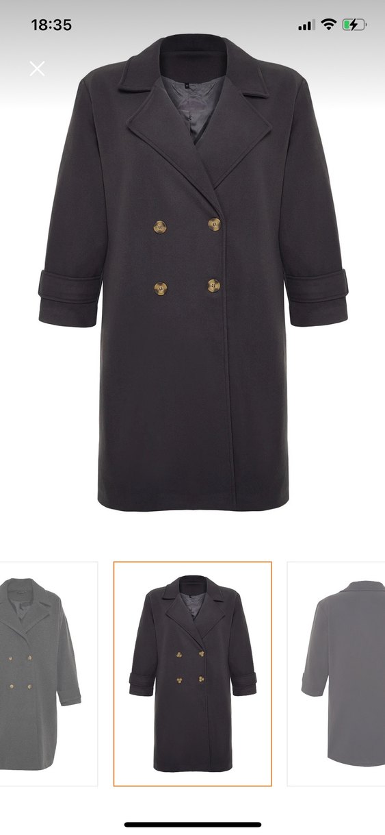 Düğmeli antrasit  Kaban - Görsel 5