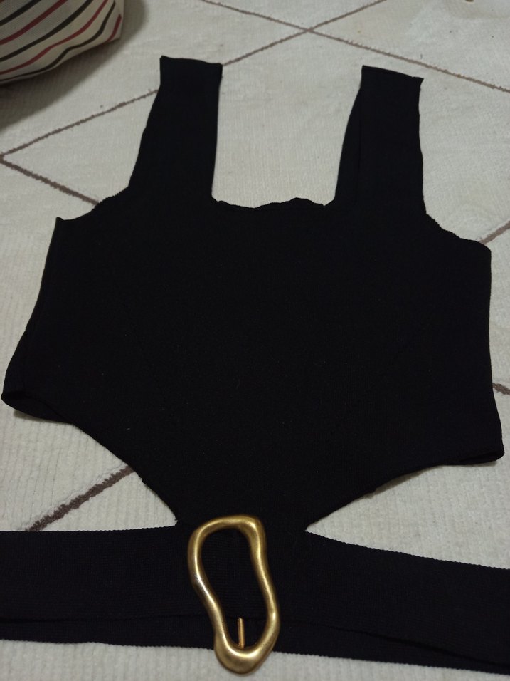 Tokalı Siyah Mini Kadın Atlet - Görsel 2