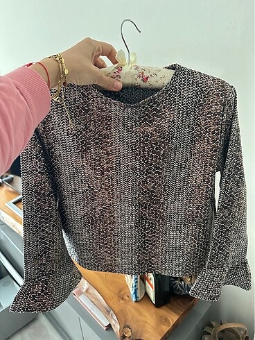 Zara Zara desenli şık parlak bluz