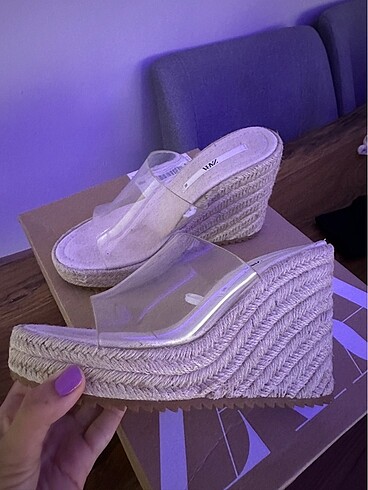 Zara Zara vinil şeffaf dolgu topuk hasır ayakkabı