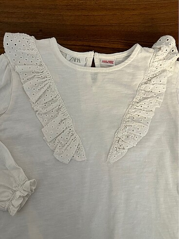 Beyaz dantel güpür fırfırlı bluz tshirt - Görsel 6