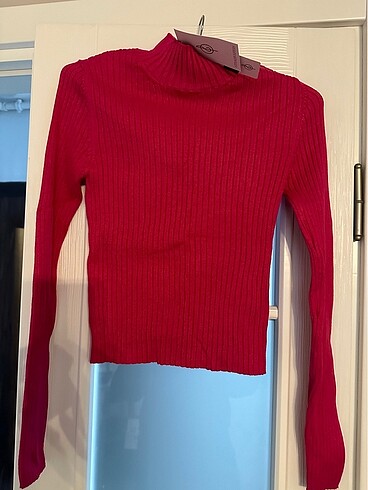 Fuşya pembe boğazlı yaka body kazak - Görsel 3