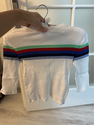 Zara beyaz çizgili ince triko - Görsel 4