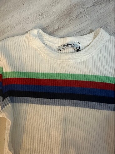 Zara beyaz çizgili ince triko - Görsel 5