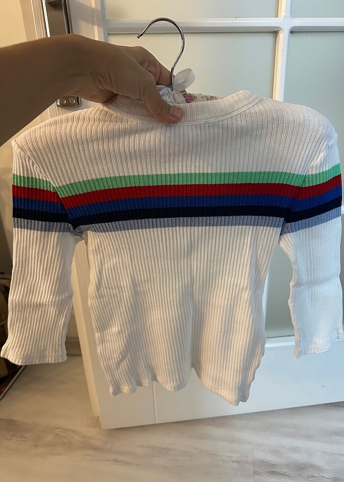 Zara beyaz çizgili ince triko - Görsel 4