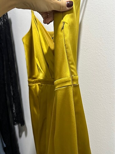 Davet gece elbisesi saten yılbaşı - Görsel 5