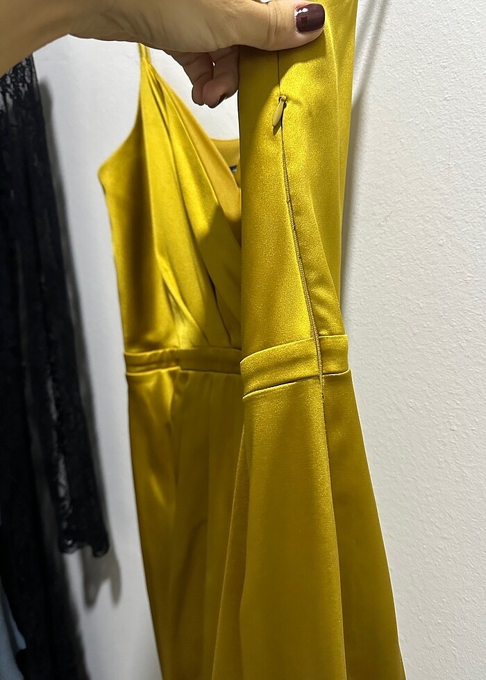 Davet gece elbisesi saten yılbaşı - Görsel 5