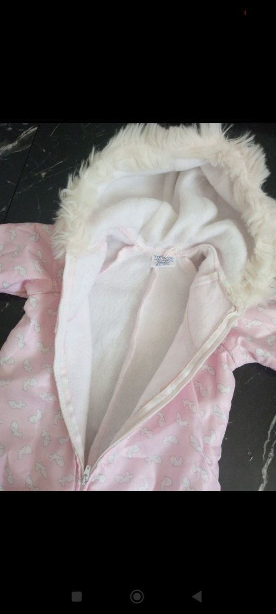 Kürklü Kapüşonlu Pembe Bebek Tulumu - Görsel 4