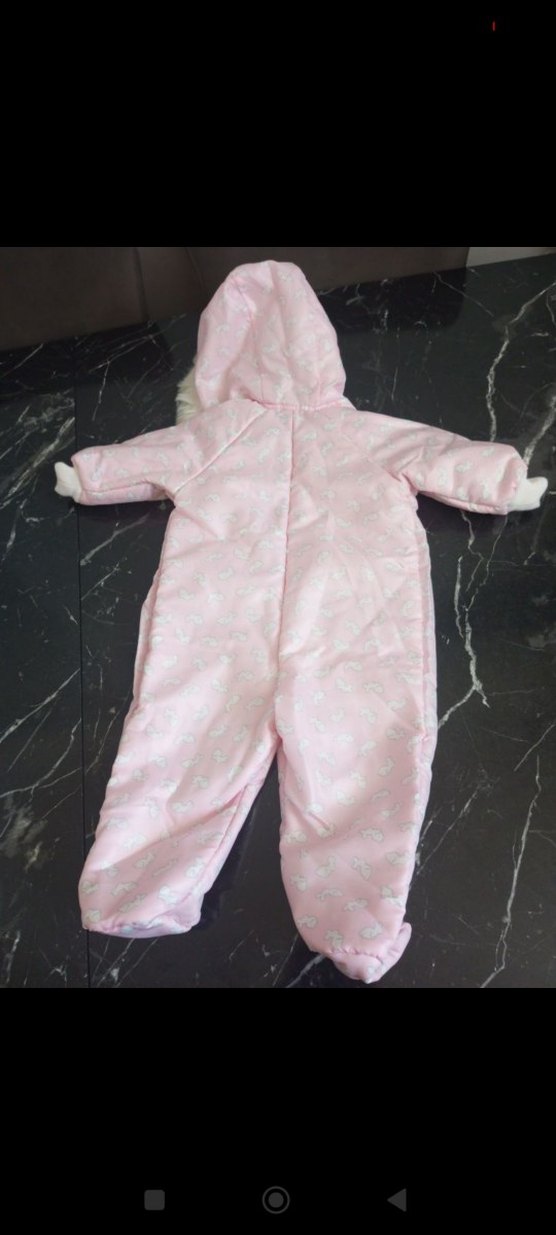 Kürklü Kapüşonlu Pembe Bebek Tulumu - Görsel 5