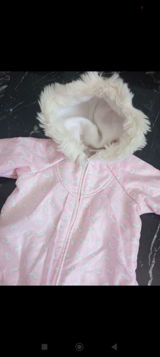 Kürklü Kapüşonlu Pembe Bebek Tulumu - Görsel 2