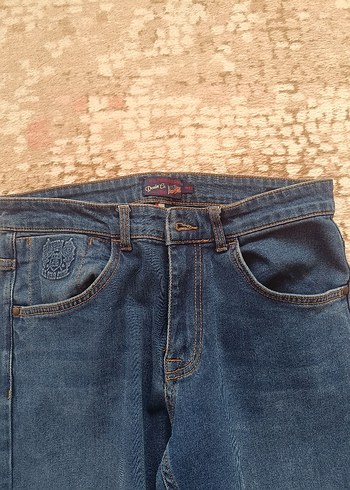 Erkek Mavi Regular Fit Midi Kot Pantolon - Görsel 2