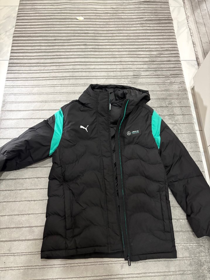 Erkek  Siyah Kapüşonlu Fermuarlı Mont puma orjinal - Görsel 2