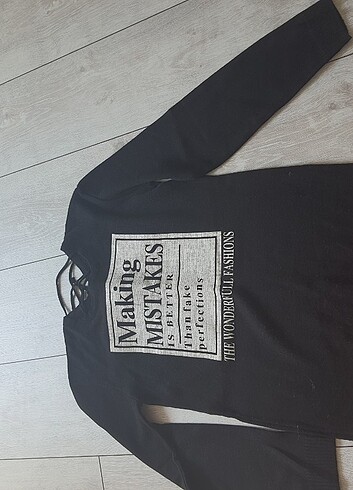 siyah uzun kollu standart beden sweat