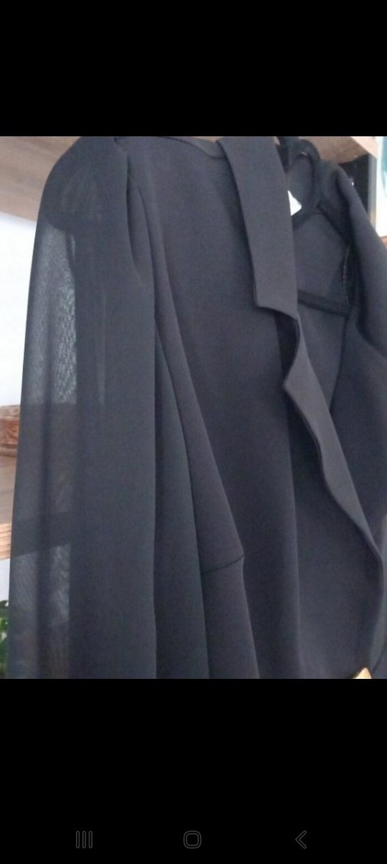 Uzun Kollu Siyah Pileli Kadın Blazer - Görsel 2