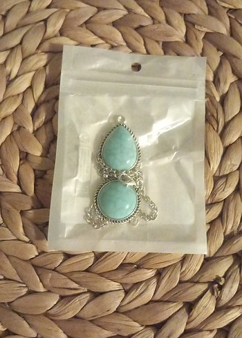 Turkuaz Zincir Detaylı Bohem Kadın El Zinciri - Görsel 3