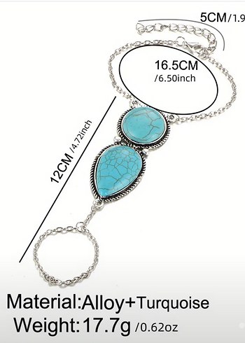 Turkuaz Zincir Detaylı Bohem Kadın El Zinciri - Görsel 9