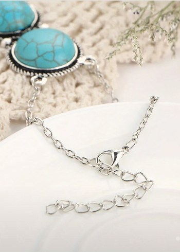 Turkuaz Zincir Detaylı Bohem Kadın El Zinciri - Görsel 10
